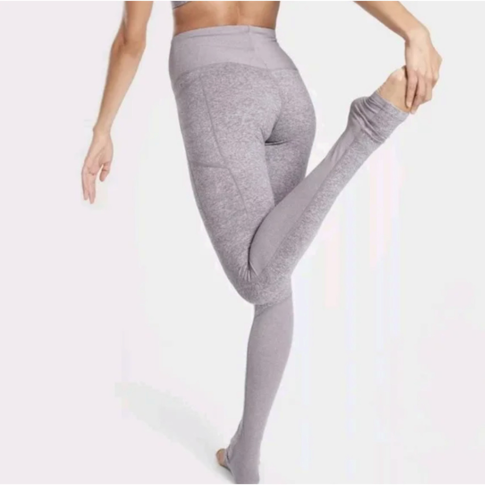 athleta exhale heel tight yoga leggings gray space heather size Medium SoftLuxe - Picture 2 of 14